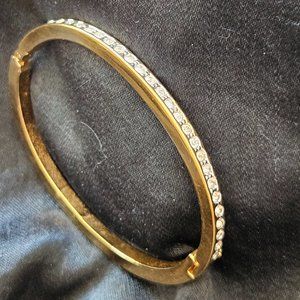 Gold-tone and Rhinestone Clasp Bracelet